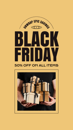 Black Friday Offer of Discount on All Items Instagram Video Story Design Template