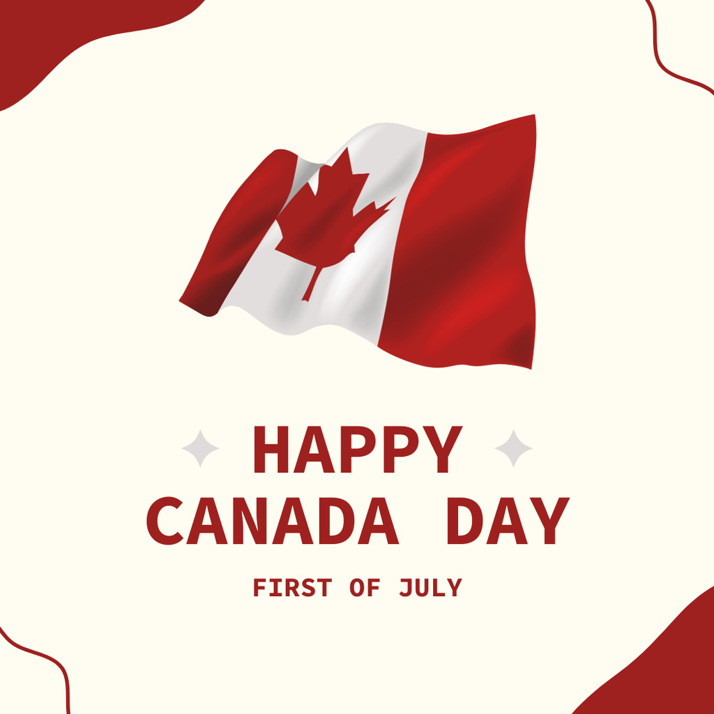 National Maple Leaf Flag for Canada Day Greeting Instagram Design Template