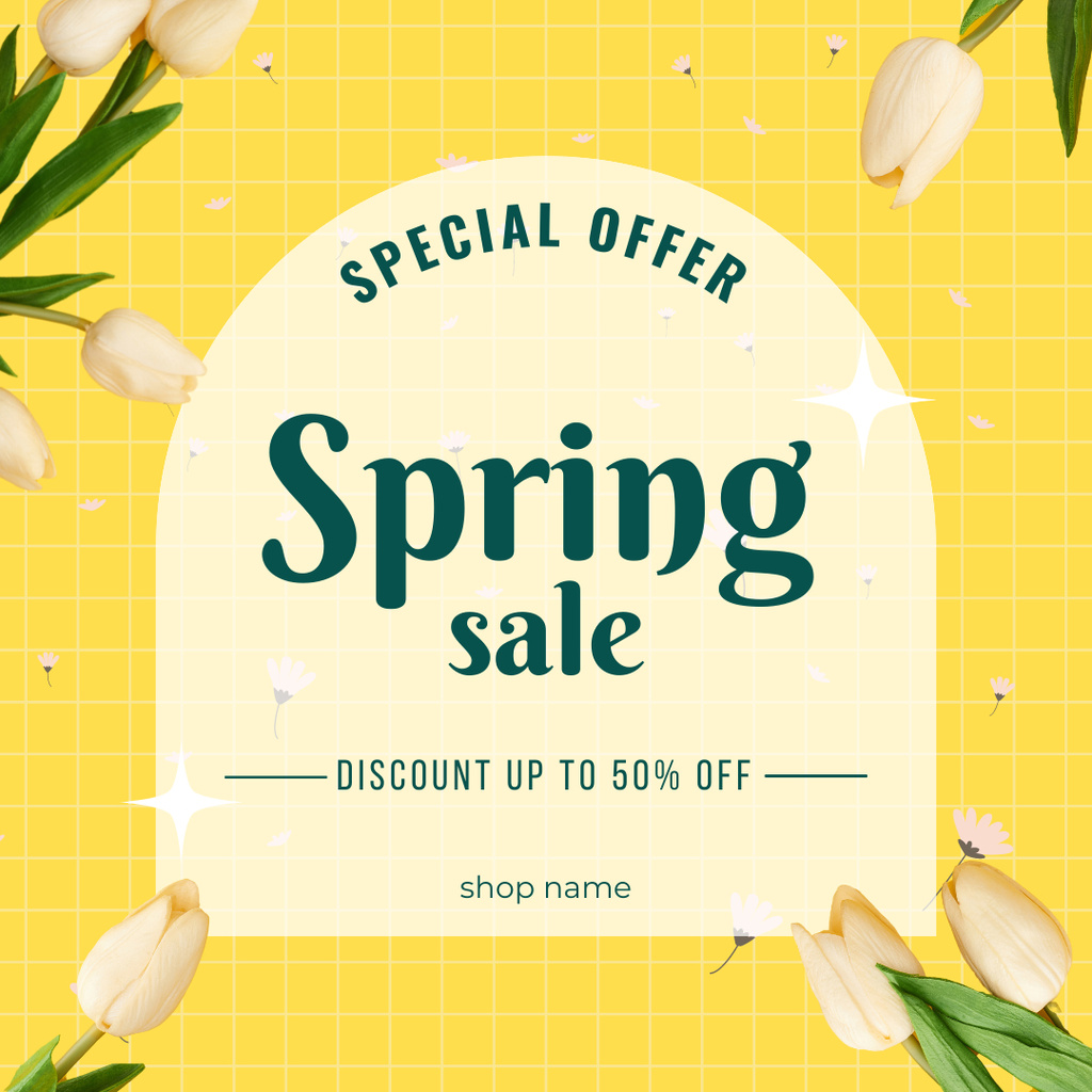 Spring Sale Announcement with Tulips Instagram Design Template