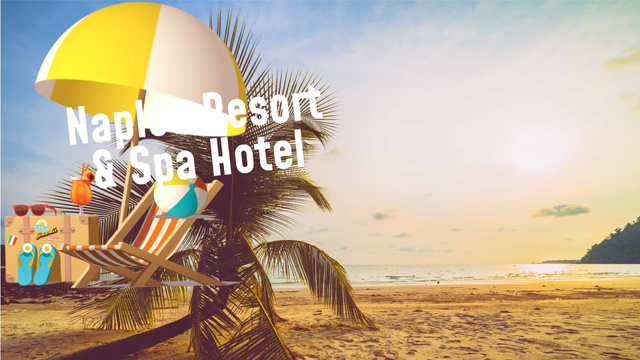 Resort Invitation Sandy Beach with Sea View Full HD video Design Template