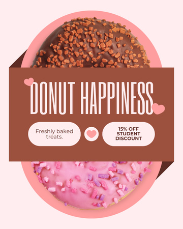 Doughnut Shop Offer of Chocolate Flavors of Donuts Instagram Post Vertical Design Template