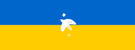 Plantilla de diseño de paloma volando cerca de bandera de ucrania Facebook cover 
