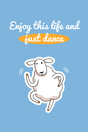 Inspirational Phrase with Cartoon Sheep Postcard 4x6in Vertical Design Template