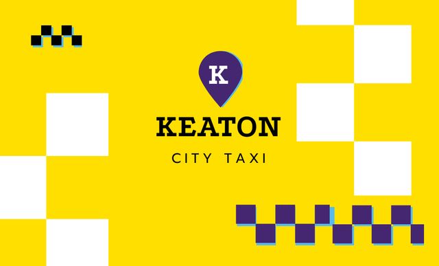 City Taxi Service Ad in Yellow Business Card 91x55mm – шаблон для дизайна