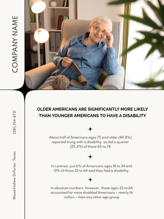 Information about Disability of Elderly People Poster US Design Template