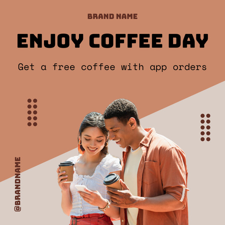 Ontwerpsjabloon van Instagram van Free Coffee Offer on World Coffee Day
