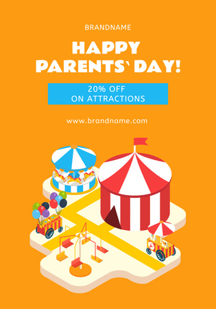 Discount in Amusement Park for Parents' Day Poster 28x40inデザインテンプレート