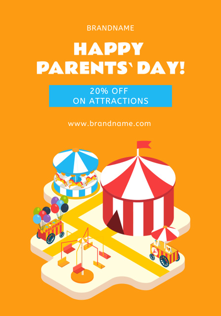Discount in Amusement Park for Parents' Day Poster 28x40in – шаблон для дизайна