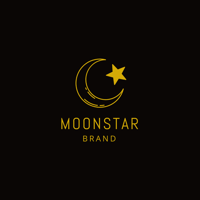 Crescent and Star Brand Emblem Logo Design Template