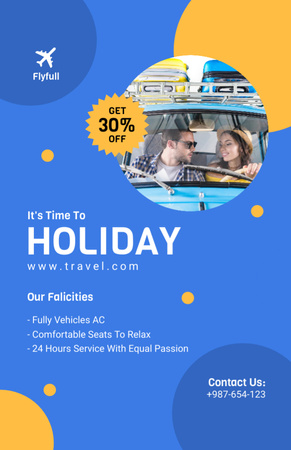 Young Couple Traveling by Car on Holiday Flyer 5.5x8.5in Design Template