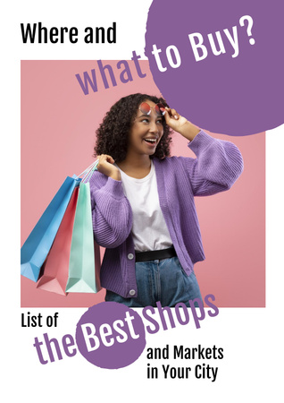 Template di design List of the Best Shops with Woman holding shopping bags Poster