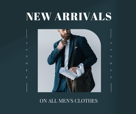 Platilla de diseño Stylish Man in Suit holding Bag with Blueprints Facebook