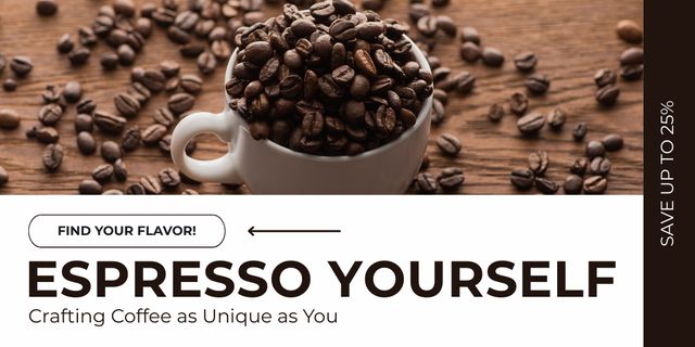 Designvorlage Affordable Deals on Tasty Espresso In Coffee Shop für Twitter