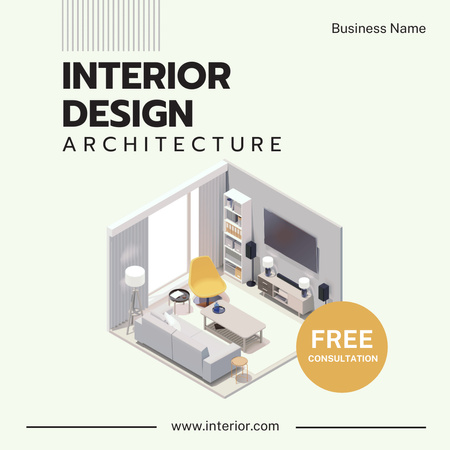Interior Design and Architecture Project Grey Instagram AD Design Template