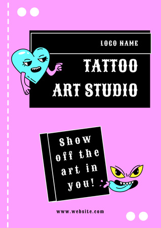 Expressive Tattoo Art Studio Service Offer Poster Πρότυπο σχεδίασης