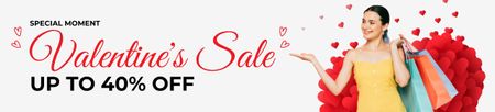 Valentine's Day Sale with Beautiful Brunette Ebay Store Billboard Design Template