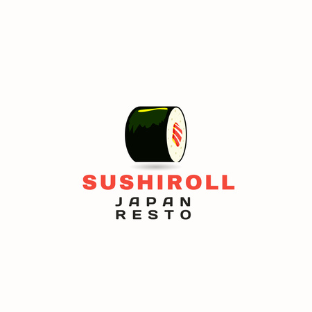 Japan Restaurant Advertisement with Sushi Logo 1080x1080pxデザインテンプレート