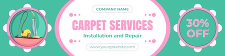 Ad of Carpet Services with Vacuum Cleaner Twitter Design Template