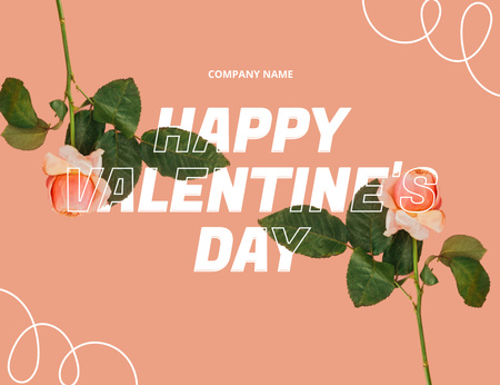 boldog valentin-napot rózsákkal Thank You Card 5.5x4in Horizontal tervezősablon