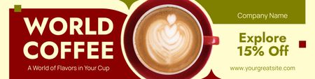İndirimli Fiyatlarla Çok Çeşitli Dünya Kahvesi Teklifi Twitter Tasarım Şablonu