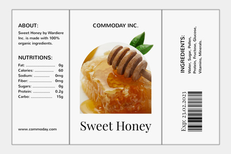 édes természetes méz Label tervezősablon