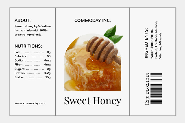 Sweet Natural Honey Label Tasarım Şablonu