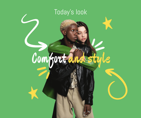 Comfy Fashion Look As Social Media Trend Facebook Design Template