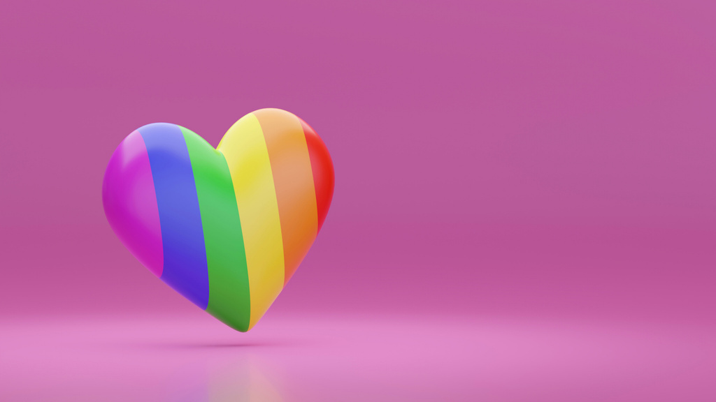 Template di design Rainbow Heart on Pink Zoom Background