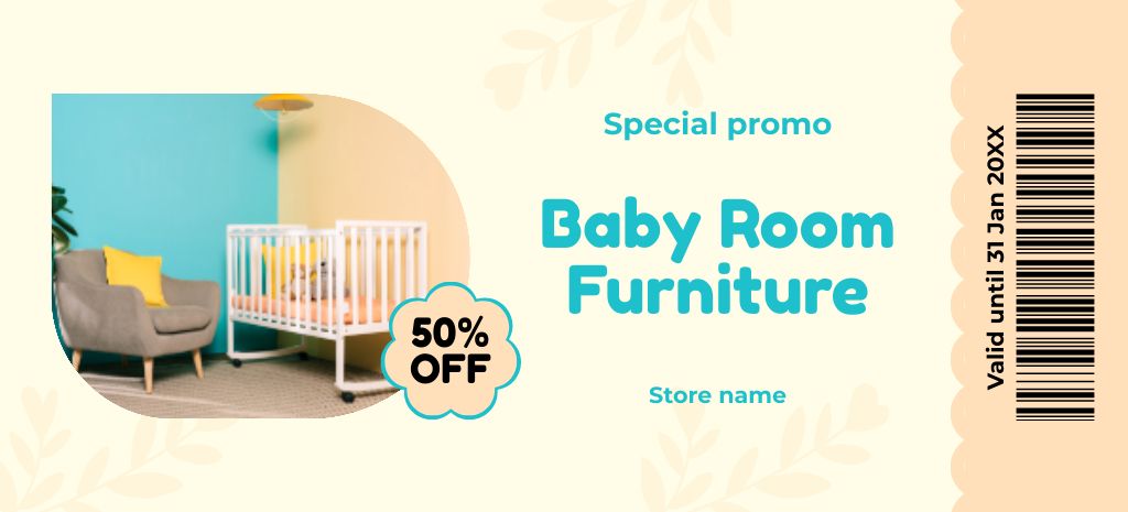 Platilla de diseño Baby Room Furniture Sale Coupon 3.75x8.25in