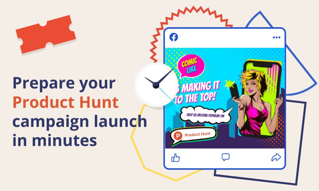 Product Hunt Launch Ad with Girl Taking Selfie on Screen Gallery Image – шаблон для дизайну