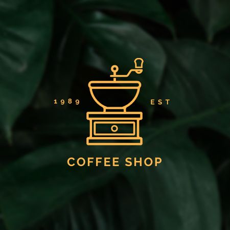 Cafe Ad with Coffee Mill Logo Tasarım Şablonu