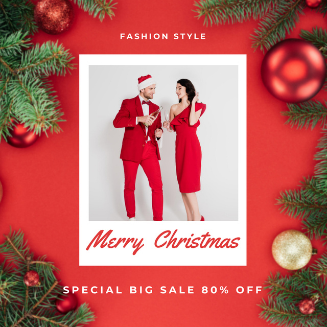 Christmas Holiday Big Sale Announcement Instagram Design Template
