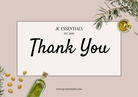 Thankful Phrase with Olive Oil Card Design Template