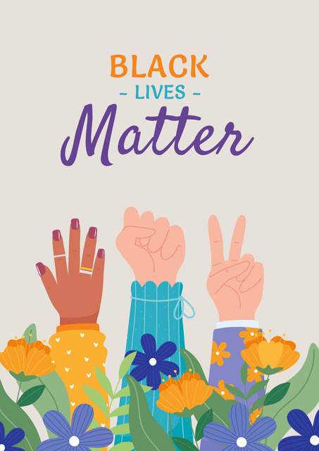 Hands of Multiracial People Against Racism Posterデザインテンプレート