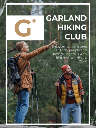 Hiking club Ad with people by the river Poster US Design Template