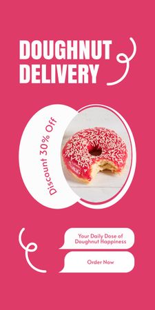 Plantilla de diseño de Oferta de descuento en entrega de donuts en color rosa Graphic 