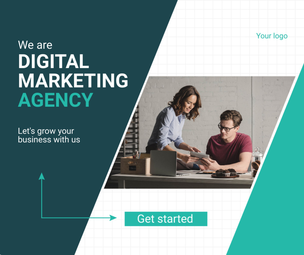 Template di design Competent Digital Marketing Agency Services Offer With Slogan Facebook