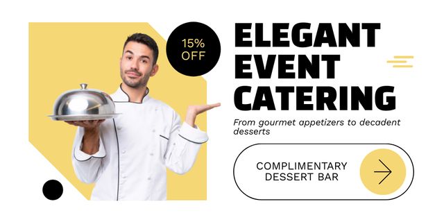 Platilla de diseño Discount on Elegant Catering with Cute Chef Twitter