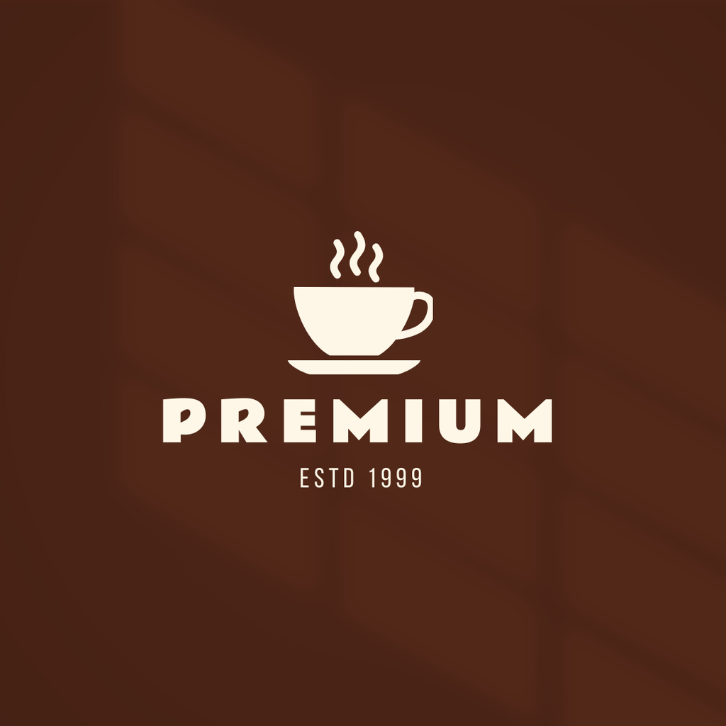 Premium Cafe Emblem with Cup Logo 1080x1080pxデザインテンプレート