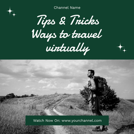Walking Man for Virtual Travel Channel Ad Instagram Design Template