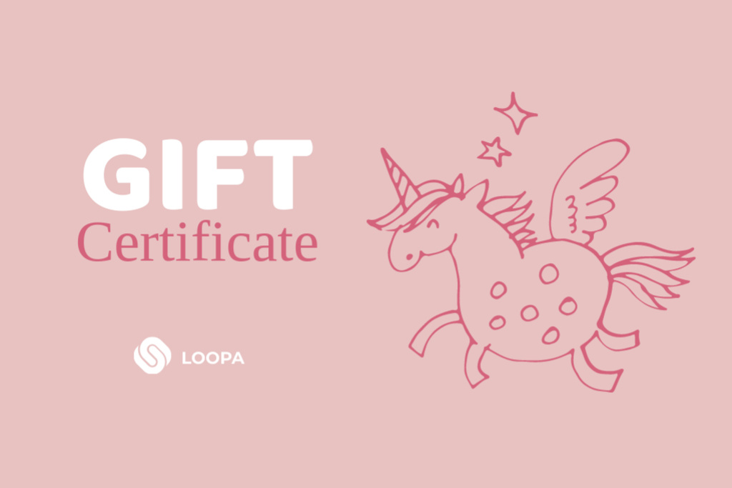 Kids Store promotion with Unicorn Gift Certificate Šablona návrhu