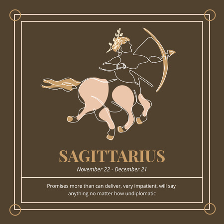 Szablon projektu znak zodiaku saggittarius w kolorze brązowym Instagram