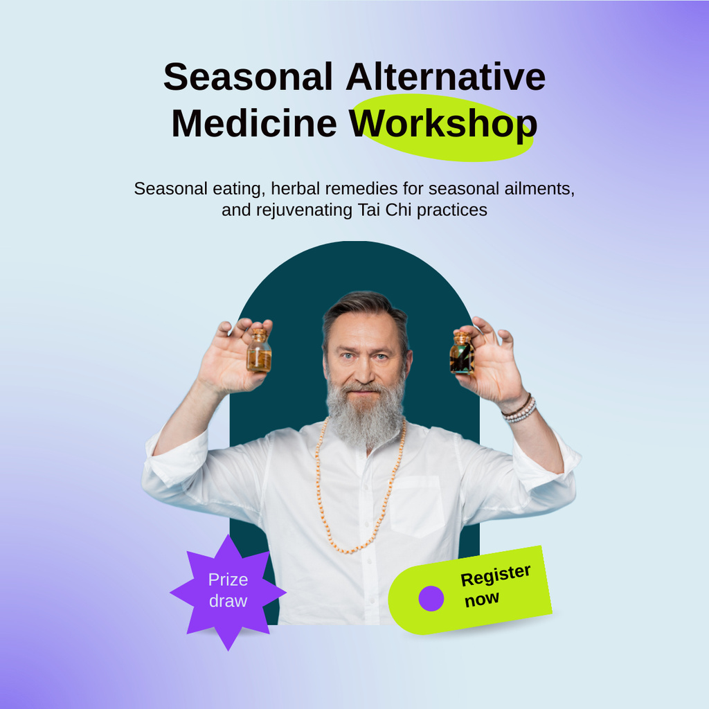 Seasonal Alternative Medicine Workshop With Registration LinkedIn post Modelo de Design