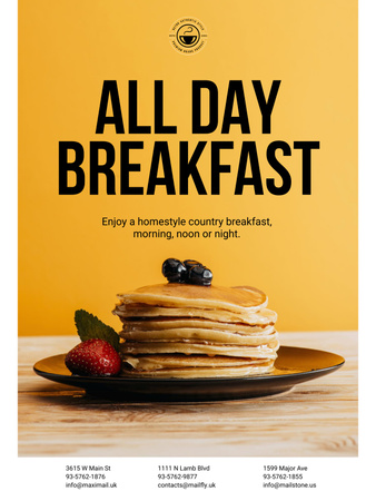Plantilla de diseño de Tasty Breakfast Offer with Sweet Pancakes Poster 36x48in 