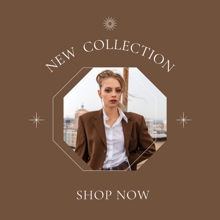 Woman for new fashion collection brown Instagram Design Template