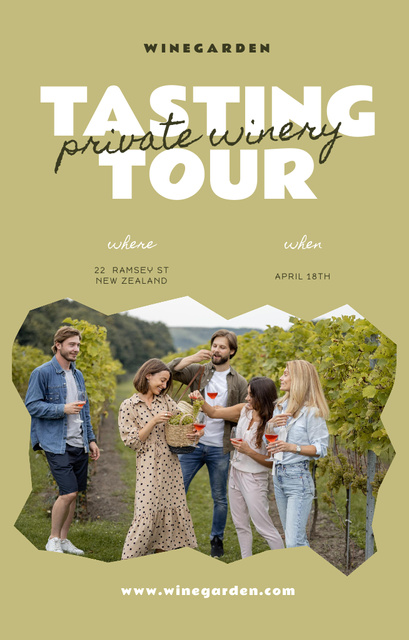 Young People on Wine Tasting Tour At Winery Invitation 4.6x7.2in Design Template