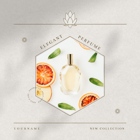 Ontwerpsjabloon van Instagram AD van Elegante geur met citrus en plantenbladeren