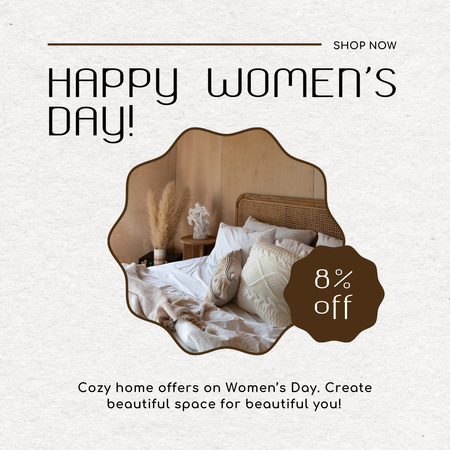 Home Furniture And Décor With Discount On Women's Day Animated Post Design Template