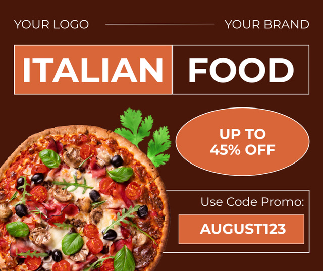 Szablon projektu Discount on Italian Food with Delicious Pizza Facebook
