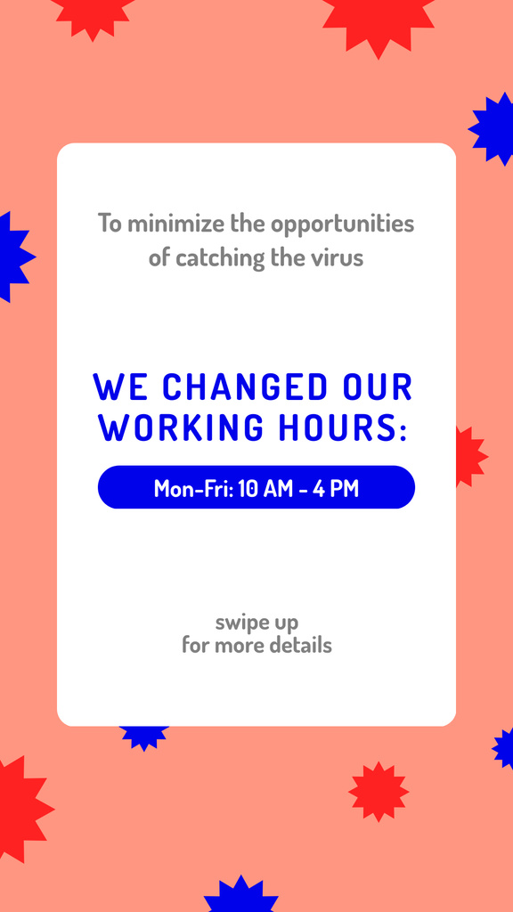 Designvorlage Working Hours Rescheduling during quarantine notice für Instagram Story